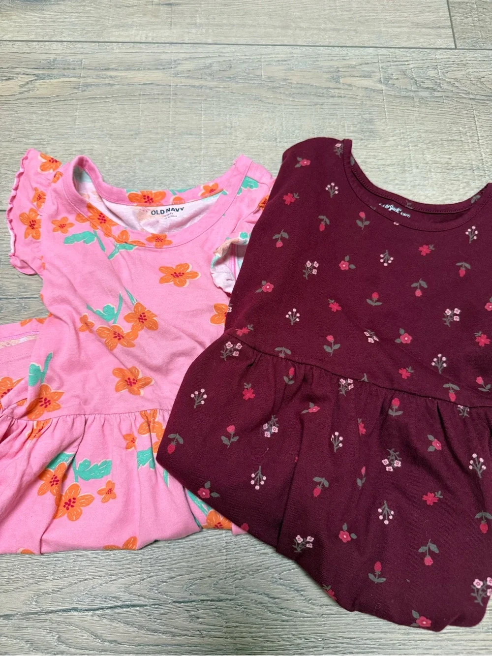 Pink & Burgundy Floral Girls Dresses